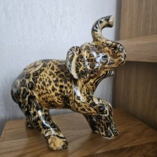 Le Vie Safari patchwork Decoupage Trunk Up Elephant Figurine