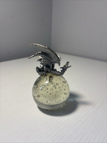 Pewter dragon glass orb - on,