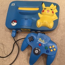 Nintendo 64 Pikachu Edition Console Blue Yellow, NTSC, Japan And Controller