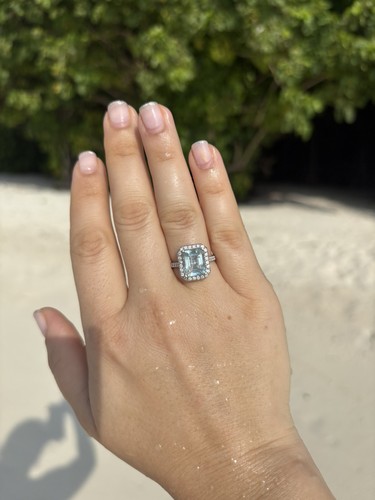 Aquamarine diamond ring - aquamarine,