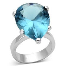 Blue topaz ring pear sterling