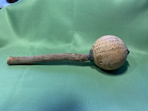 Vintage carved gourd rattle - vintage,