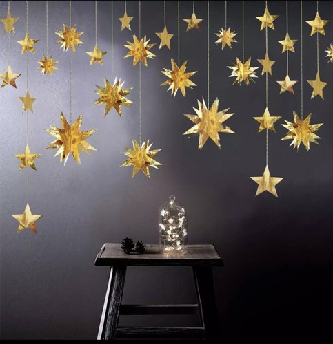 Gold metallic stars - metallic, bunting