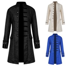 Mens Vintage Gothic Steampunk Jacket Military Blazer Frock Pirate Coat Outwear