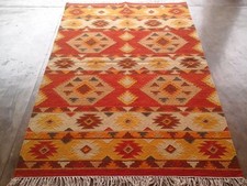 Hand woven wool - rug, 4x6