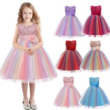 Girls Princess Dress Wedding Tutu Dress Baby Bow Birthday Party Flower Party UK