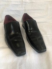 GIOVANNI MENS BLACK LEATHER SLIP-ON SHOES SIZE 43 UK 9