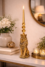 Regal Gold Lion Resin Candle