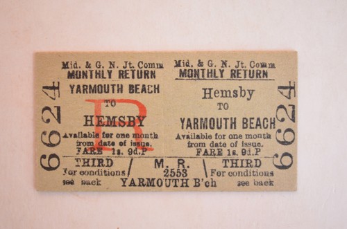 Railway ticket gnj yarmouth - railway,