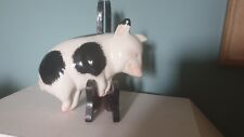 GRISELDA HILL POTTERY Wemyss VINTAGE SLEEPING PIG / PIGLET White Black  Patches 