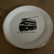 Bradford Leeds 1929 English Electric Six Wheeler Tram Black White Ceramic Plate