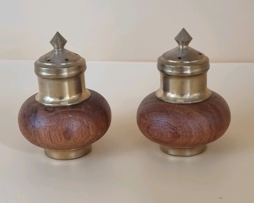 Vintage walnut wood and brass - wood,