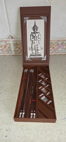 Vintage thai wooden chopstick - vintage,