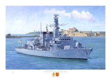 HMS IRON DUKE arriving in Jersey A4 Fine art Print 