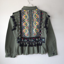 Zara Khaki Embroidered