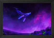 Neon Whale in Cosmic Landscape