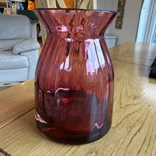 Vintage Cranberry Ribbed Swirl
