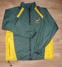 SPRINGBOKS RUGBY-NEW-Green/Gold S/Proof Jacket-Embroidered-Lined-Full Zip-LARGE