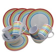 Caravan Camping Melamine Dinner Set 16pc (Picnic BBQ Outdoor Dining Rainbow)