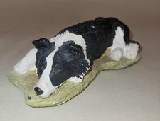 Vintage Stef's Hand Made and Painted Figurine of a Border Collie Dog