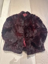 burgendy mink real fur coat vintage size 8 on trend plum short jacket