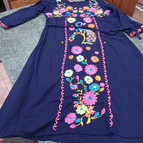 Heavily embroidered navy size - navy,