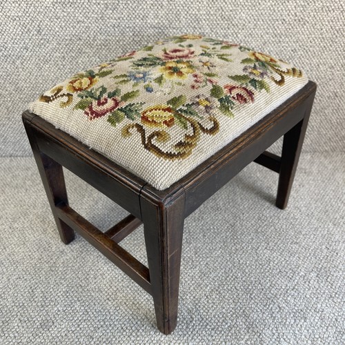 Antique dark wood footstool - antique,