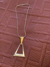 Vintage Crown TRIFARI Gold & Silver Tone Pendant Necklace  Modernist