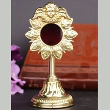 Brass Angel Reliquary Monstrance 14cm Relic Holder Catholic Altar Church Supply