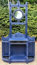 LARGE ANTIQUE VICTORIAN LIGHTLY DISTRESSED HAT,COAT,UMBRELLA STAND PLIMSOLL BLUE