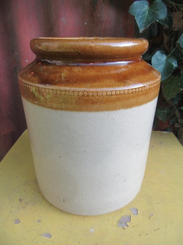 Vintage two tone stoneware pot - two-tone,