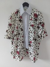 Vintage Blouse Womens Shirt Top Size 18 20 White Red Floral Work Victorian Boho