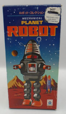 Vintage Robot Metal Wind Up MECHANICAL PLANET ROBOT RED NIB HA HA TOY. PS