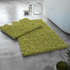 2 Piece Loop Bath Mat Ultra Soft Bathroom Rug Anti Slip Toilet Rug Pedestal Set