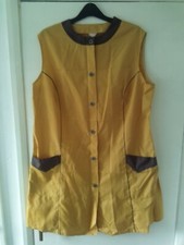 Ladies Vintage Overall Rustly Noisy Yellow & Brown Nylon VGC sleeveless Overall 