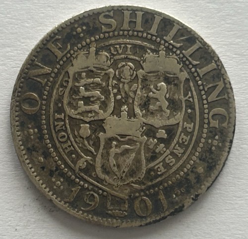 1901 british silver shilling - silver,