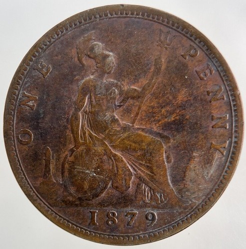 1879 victoria one penny coin - coin, |