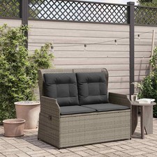 Garden Bench Grey Poly Rattan