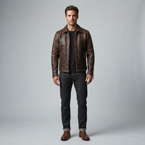 Men distressed brown leather - brown,