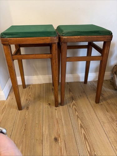 Pair vintage wooden - pair, stools