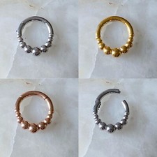 Bubble Bead Effect Hinged Septum Clicker Daith Rook Ear Ring 1.2mm 6mm/8mm