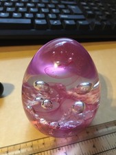 GLASS PAPERWIEGHT SIGNED PLUM SHAPE