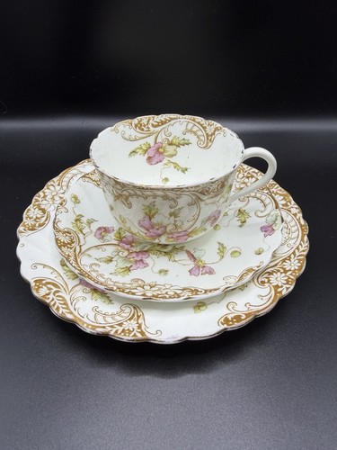 Antique floral tea trio - antique,
