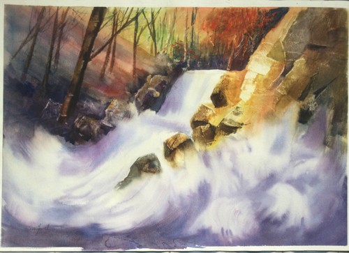 Signed large watercolour