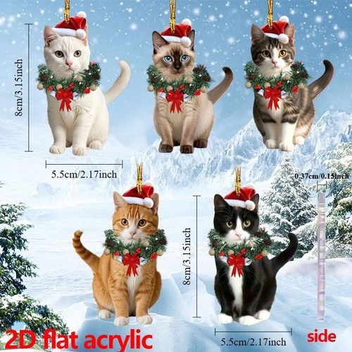 5pcs cats christmas hanging - cats,