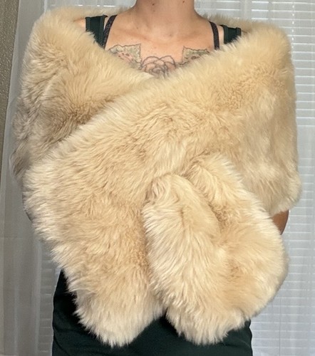 Ivory blush beige faux fur - beige,