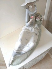 Large And Heavy Vintage Lladro Nao Recumbant Girl  figure.