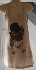 Cute Pug Puppy Dog Racerback Vest Top Tank Top T-shirt Size 10