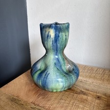 Vintage c1930 Drip Glaze Art Nouveau Pottery Vase Made in Belgium 