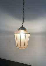 Vintage Art Deco Pink Frosted Glass Shade Ceiling Light Pendant